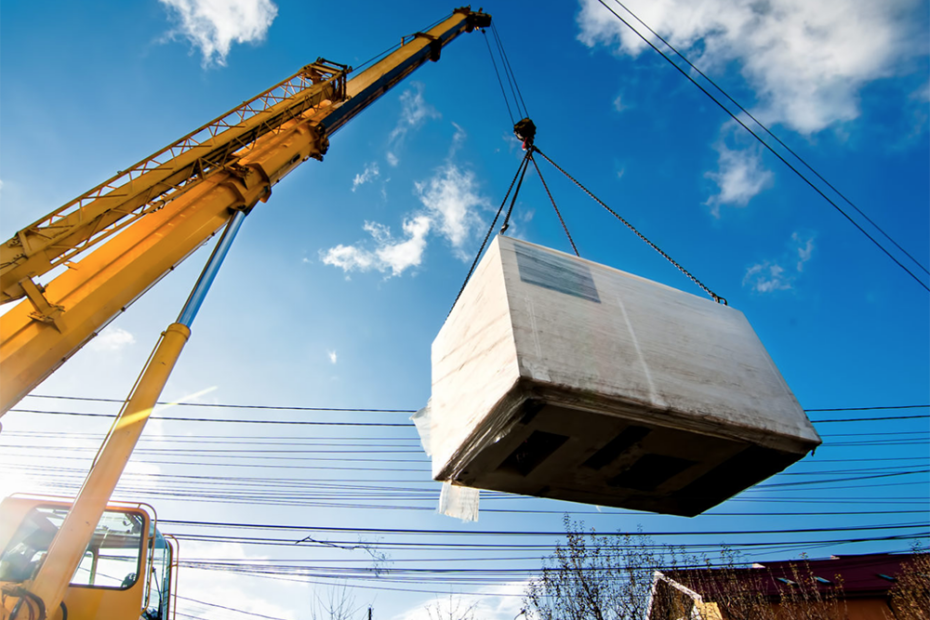 Içamento de cargas pesadas com guindastes